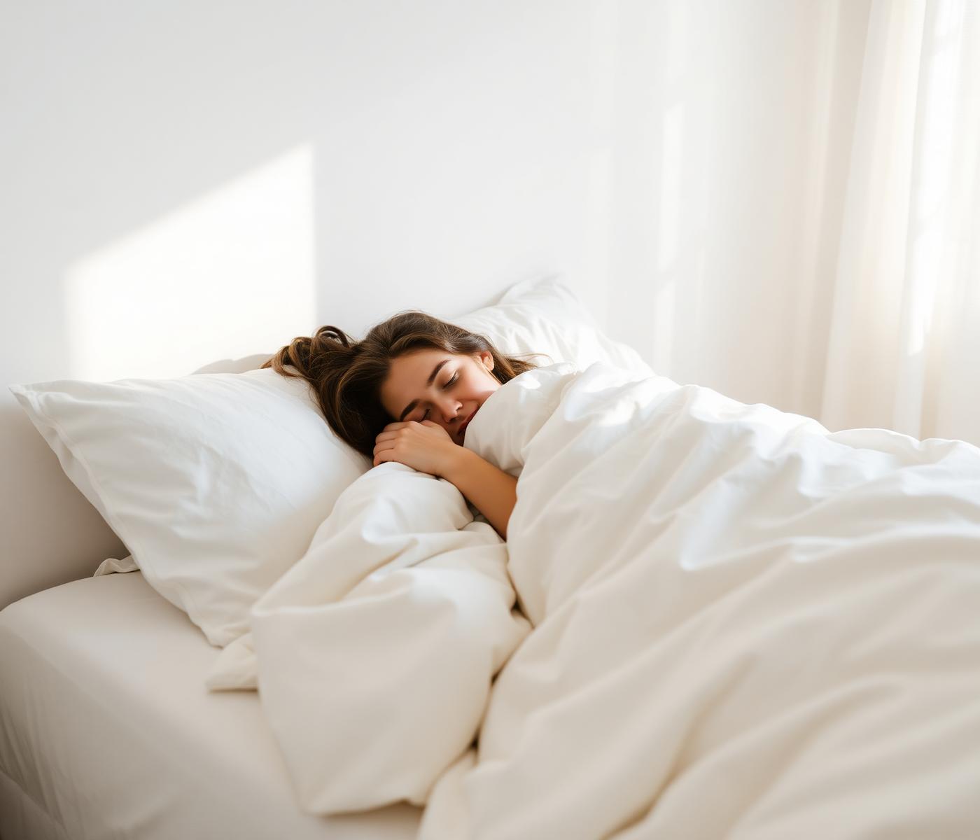 Woman sleeping comfortably under the Thelegendaryshoppe cooling comforter
